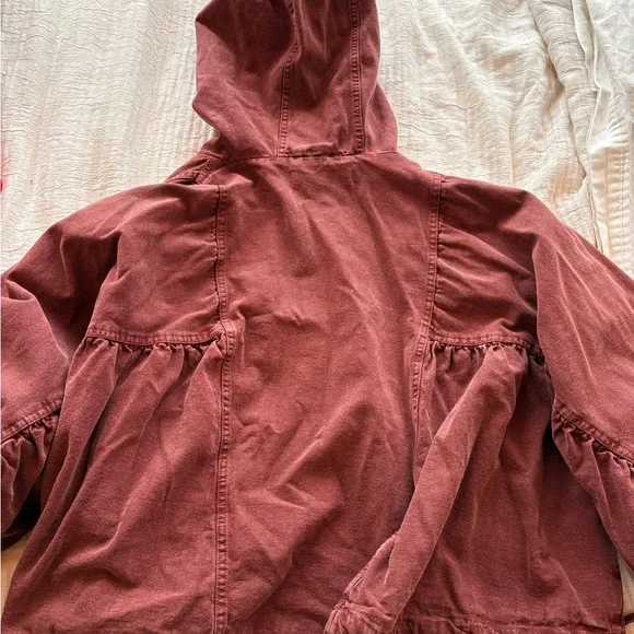Free People Washed Mauve Utility Hooded Jacket - Picture 3 of 3